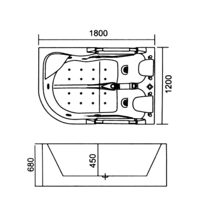 Bồn Tắm Massage Yếm Trái Huge M-3302AL