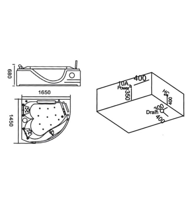 Bồn Tắm Massage Yếm Phải Huge M-3308R
