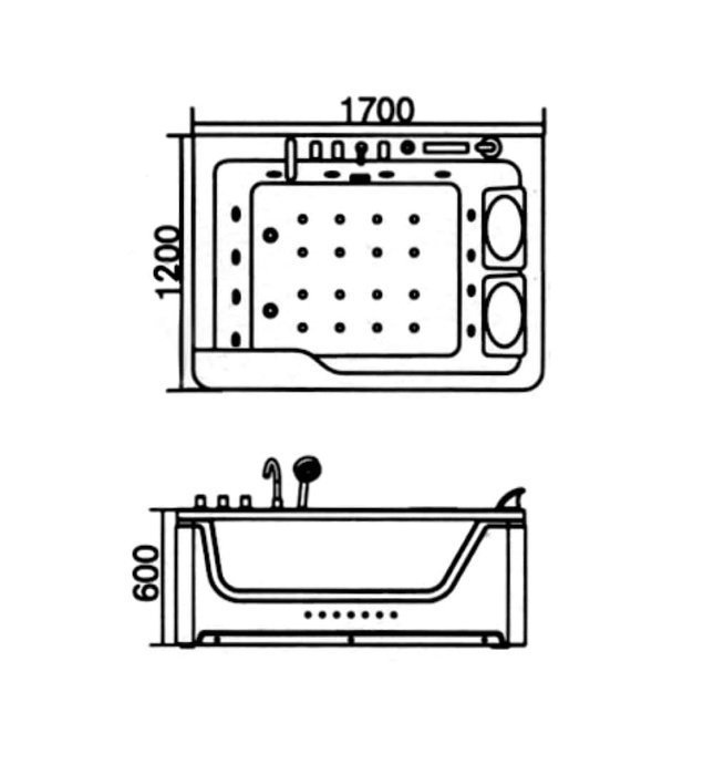 Bồn Tắm Massage Yếm Trái Huge M-3318L
