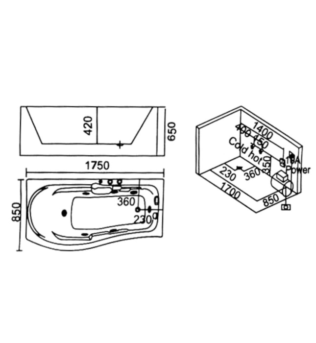 Bồn Tắm Massage Huge B-2257R