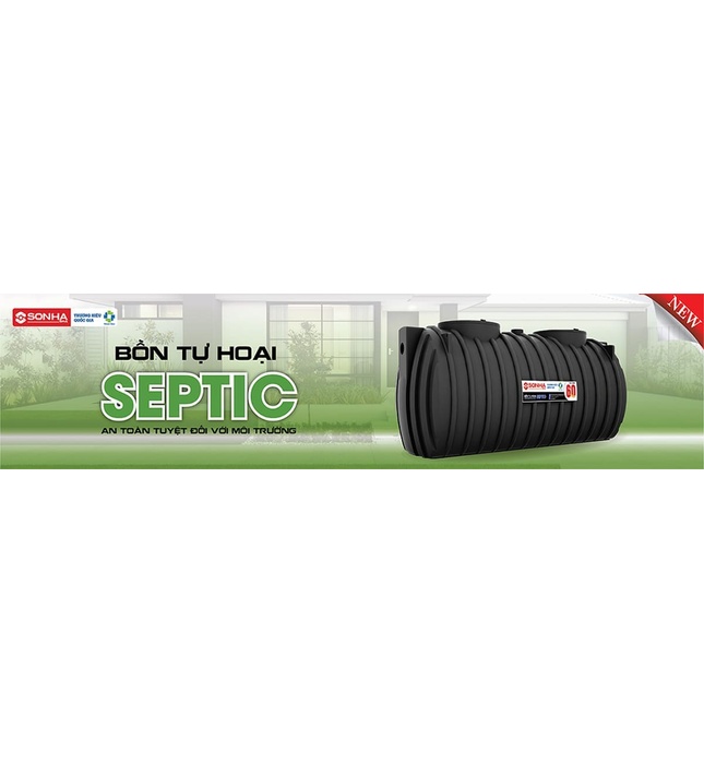 Bể Phốt Tự Hoại 3 Ngăn Septic Sơn Hà Xanh 1800L Ngang SHC 1800SE N