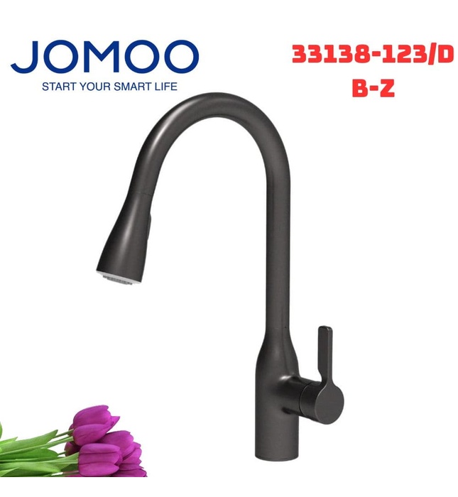 Vòi chậu rửa bát nóng lạnh mạ đen Jomoo 33138-123/DB-Z