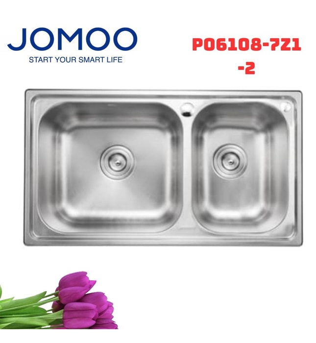 Chậu rửa bát 2 hố lệch Jomoo P06108-7Z1-2