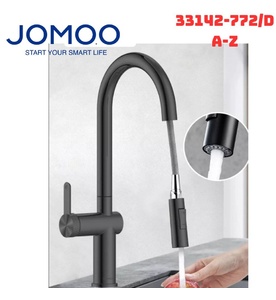Vòi chậu rửa bát nóng lạnh dây rút mạ đen Jomoo 33142-772/DA-Z