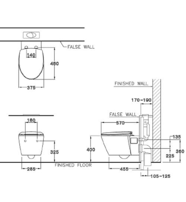 Bàn cầu treo tường thoát ngang COTTO SC1986(T)