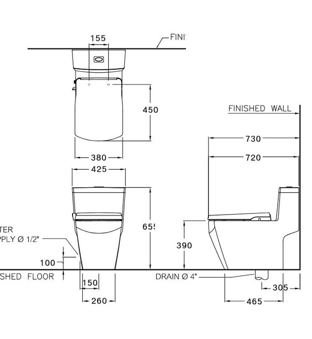 Bàn Cầu 1 Khối Nắp Rửa Cơ COTTO C107127
