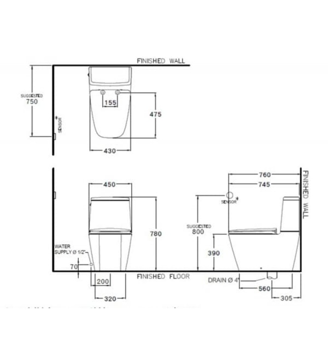 Bàn Cầu 2 Khối Cảm Ứng Chạm COTTO C135137