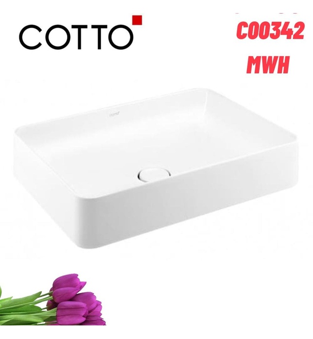Chậu rửa mặt đặt bàn màu trắng mờ COTTO C00342 MWH