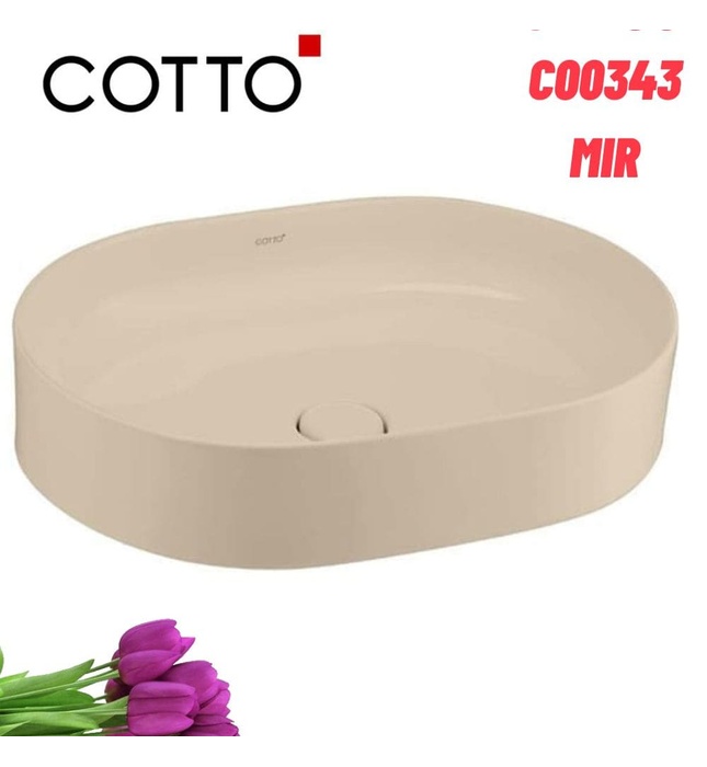 Chậu rửa mặt đặt bàn màu be mờ COTTO C00343 MIR