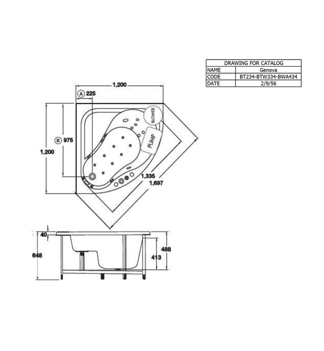 Bồn tắm góc 1.2M COTTO BT234PP(H)