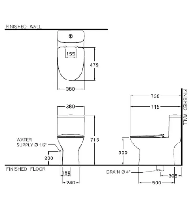 Bàn Cầu 1 Khối Nắp Êm Xả Nhấn COTTO C105507