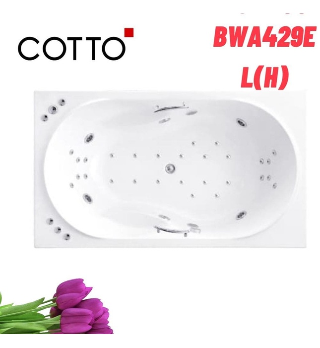 Bồn tắm xây có thanh vịn massage 1.9m COTTO BWA429EL(H)