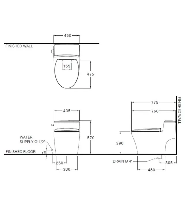 Bàn Cầu 1 Khối Xả Gạt Nắp Êm COTTO C10357