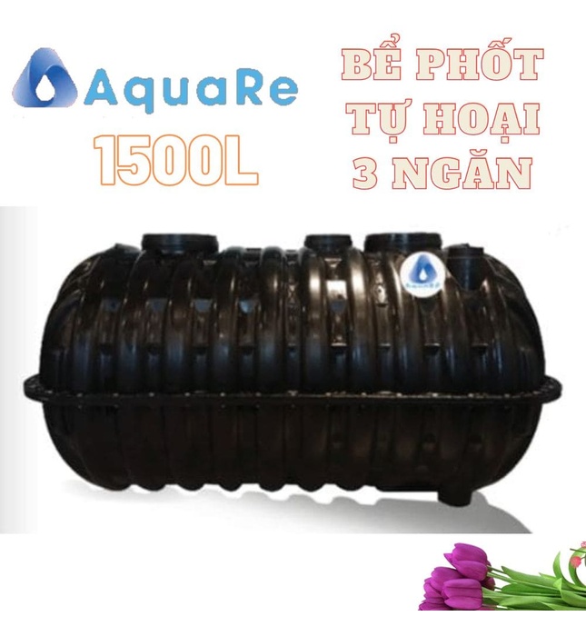 Bể Phốt Tự Hoại Thông Minh 3 Ngăn Septic AquaRe 1500L Ngang AQ 1500SE N