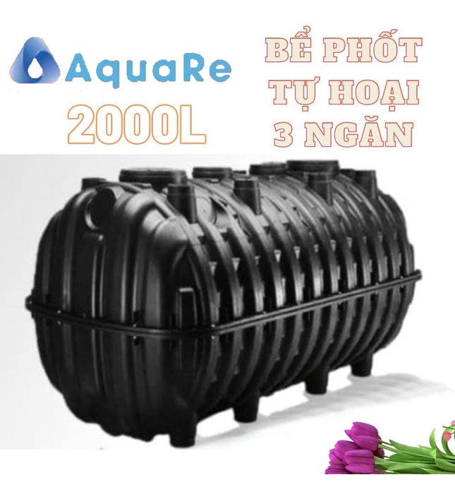 Bể Phốt Tự Hoại Thông Minh 3 Ngăn Septic AquaRe 2000L Ngang AQ 2000SE N