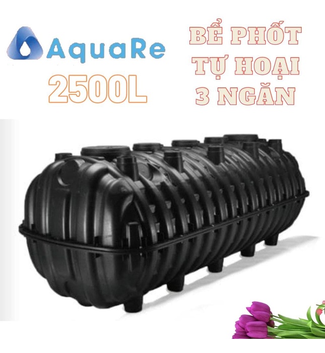 Bể Phốt Tự Hoại 3 Ngăn Septic AquaRe 2500L Ngang AQ 2500SE N