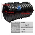 Bể Phốt Tự Hoại Thông Minh 3 Ngăn Septic AquaRe 1500L Ngang AQ 1500SE N