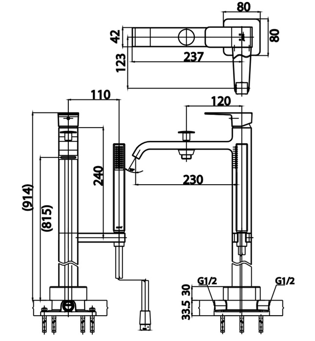 Vòi sen bồn tắm đặt sàn COTTO CT329AXZ44