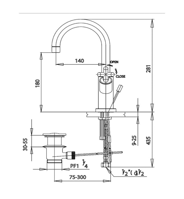 Vòi rửa mặt lavabo nóng lạnh COTTO CT239C16