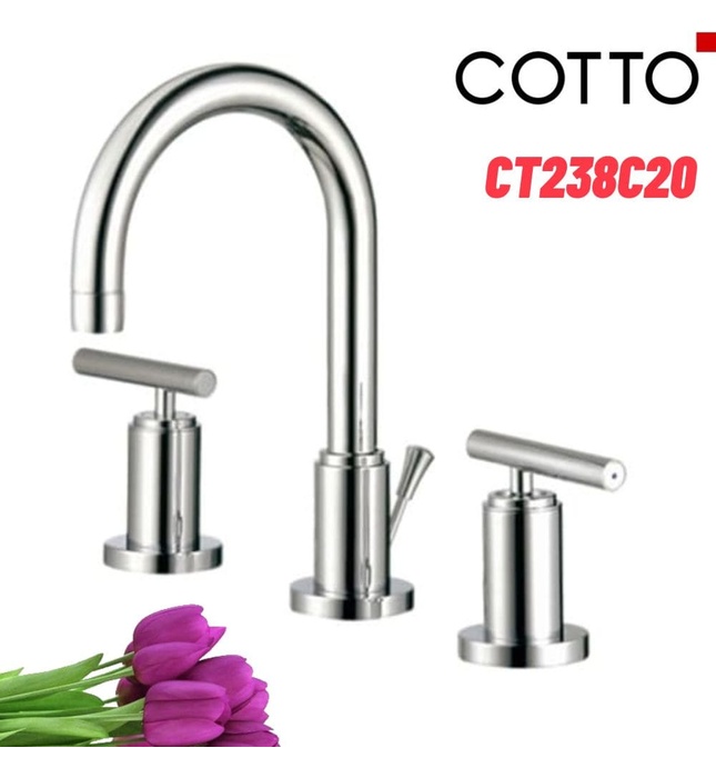 Vòi rửa mặt lavabo nóng lạnh 3 lỗ COTTO CT238C20