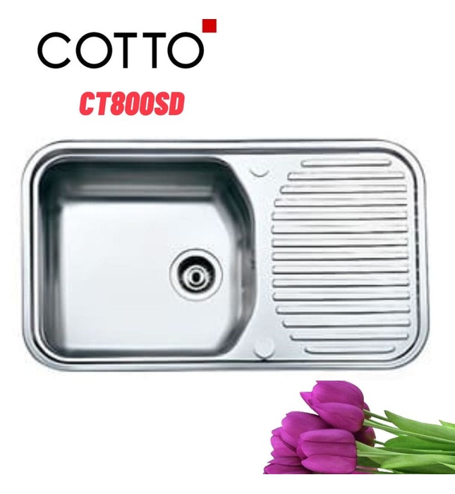 Chậu rửa bát 1 hố có bàn Cotto CT800SD