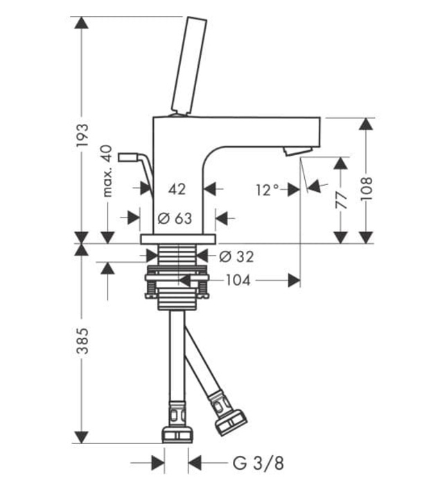 Vòi Lavabo Nóng Lạnh Đức Axor Citterio. 39015820