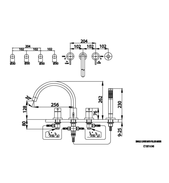 Vòi sen xả bồn tắm gắn bồn COTTO CT337AS45