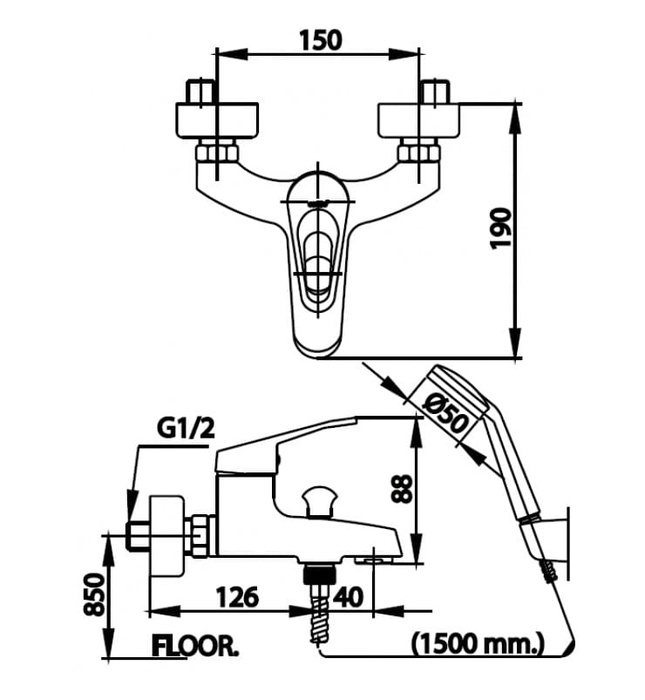 Vòi sen tắm nóng lạnh COTTO CT2172E