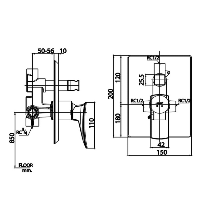 Mặt nạ sen tắm âm tường COTTO CT2255A#BLBR
