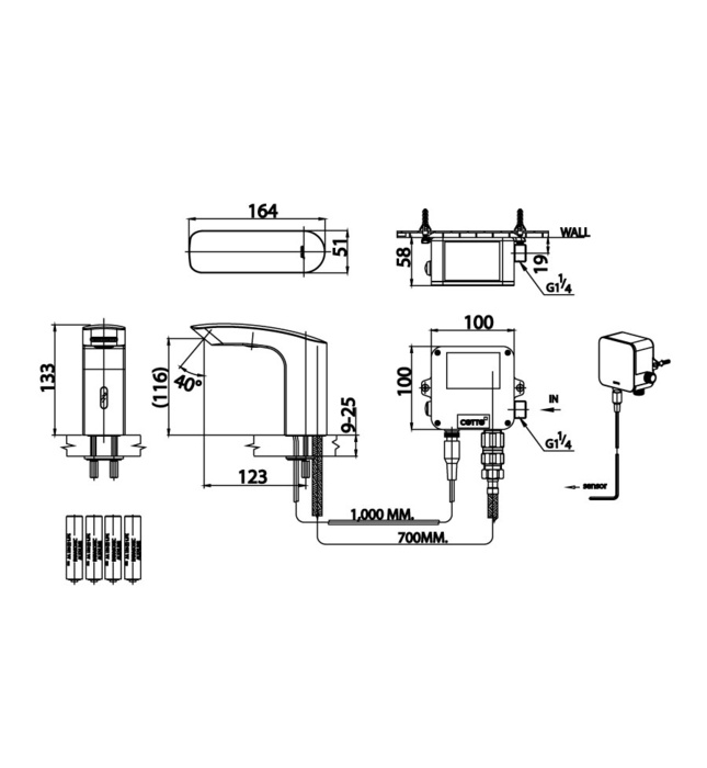 Vòi rửa mặt lavabo lạnh cảm ứng dùng pin COTTO CT537NXDC