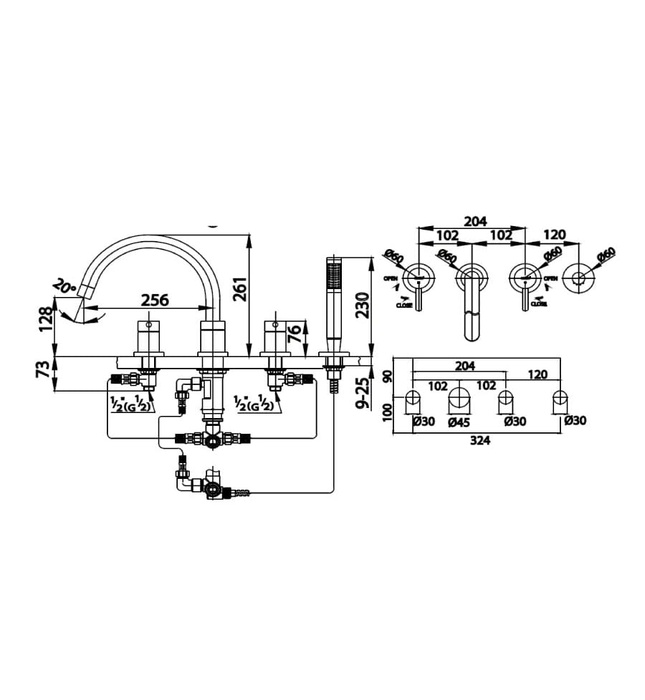 Vòi sen xả bồn tắm gắn bồn COTTO CT337YS45