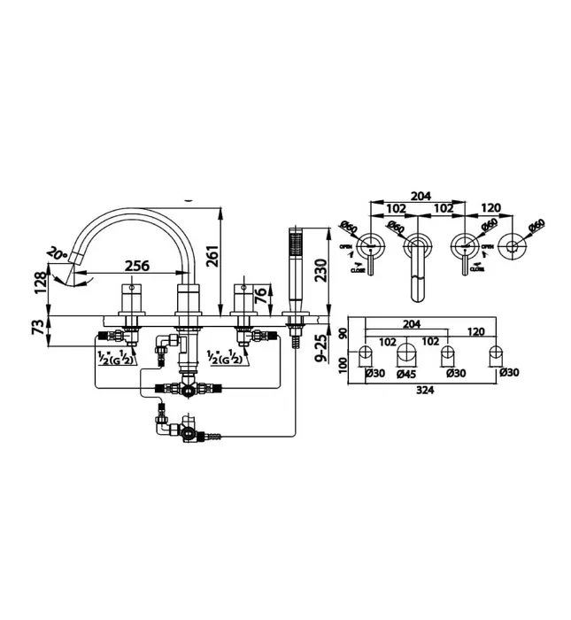 Vòi sen xả bồn tắm gắn bồn COTTO CT337YS45