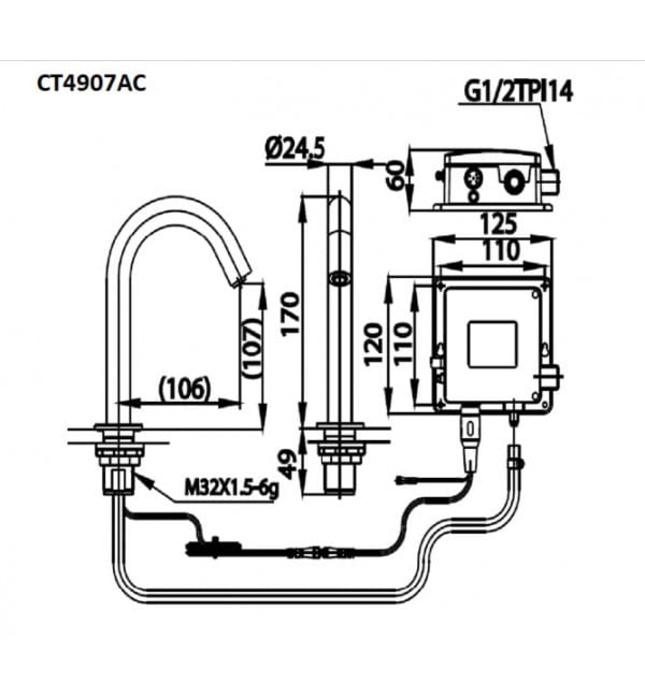 Vòi rửa mặt lavabo lạnh cảm ứng dùng điện COTTO CT4907AC