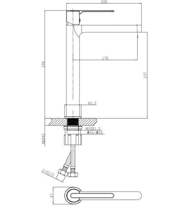 Vòi chậu Lavabo nóng lạnh Huge H-2600AB