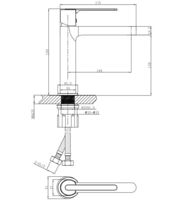 Vòi chậu Lavabo nóng lạnh Huge H-2600VM
