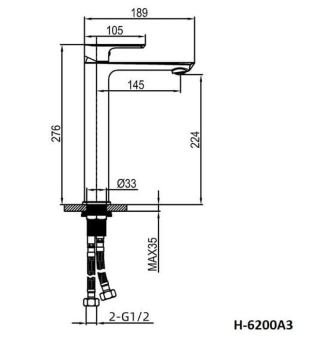 Vòi chậu Lavabo nóng lạnh Huge H-6200A2