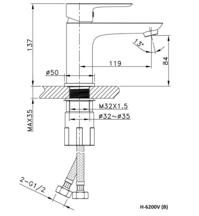 Vòi chậu Lavabo nóng lạnh Huge H-6200V