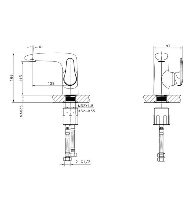 Vòi chậu Lavabo nóng lạnh Huge H-6600A