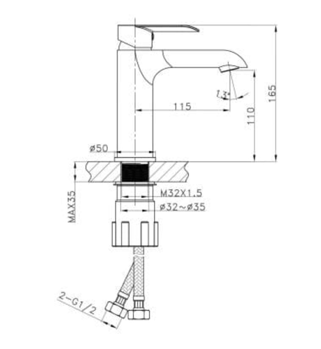 Vòi chậu Lavabo nóng lạnh Huge H-6800V