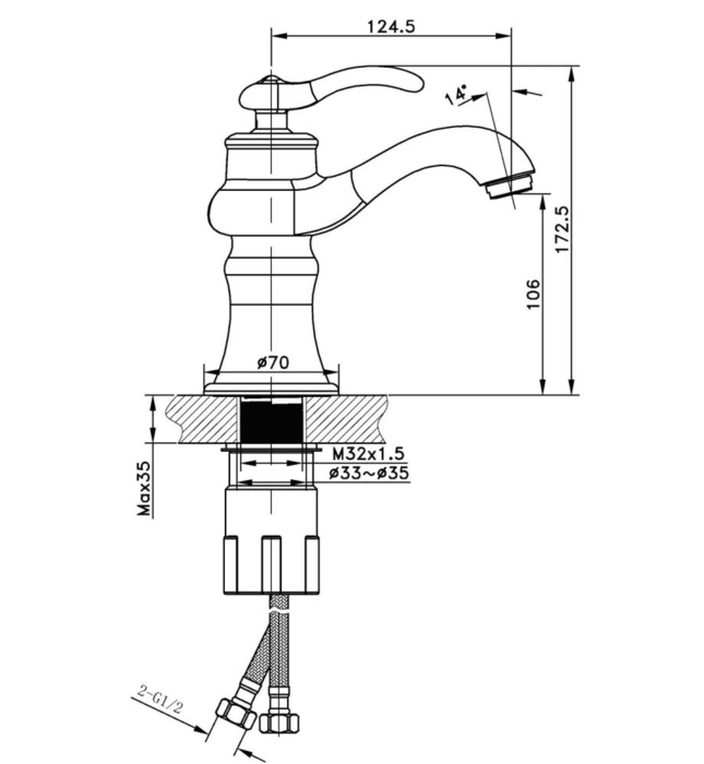 Vòi chậu Lavabo nóng lạnh Huge H-H900VR