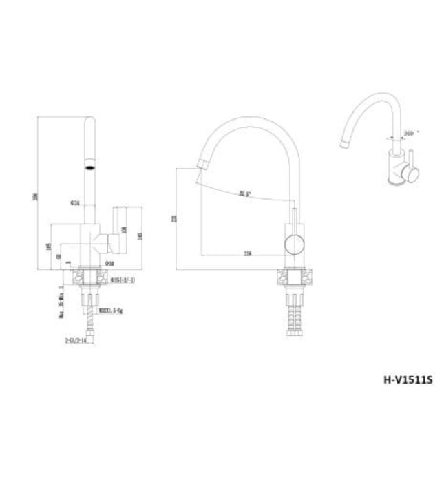 Vòi chậu rửa bát nóng lạnh Huge H-V1511S 