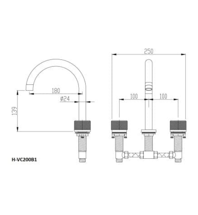 Vòi chậu Lavabo nóng lạnh 3 lỗ Huge H-VC200B1 