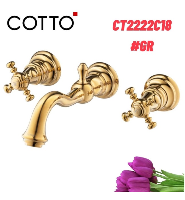 Vòi rửa mặt lavabo nóng lạnh 3 lỗ gắn tường COTTO CT2222C18#GR