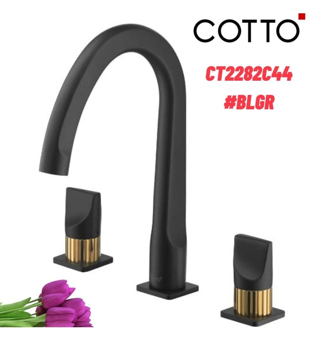 Vòi rửa mặt lavabo nóng lạnh 3 lỗ COTTO CT2282C44#BLGR