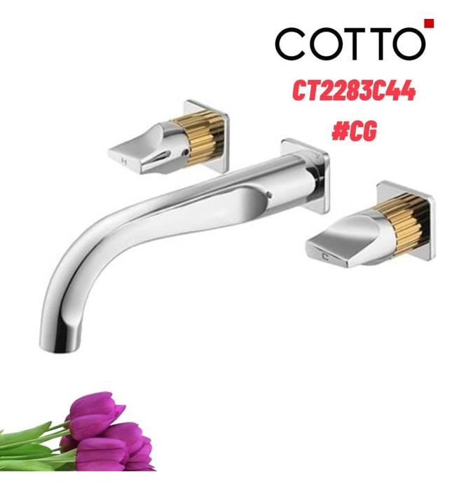 Vòi rửa mặt lavabo nóng lạnh 3 lỗ gắn tường COTTO CT2283C44#CG