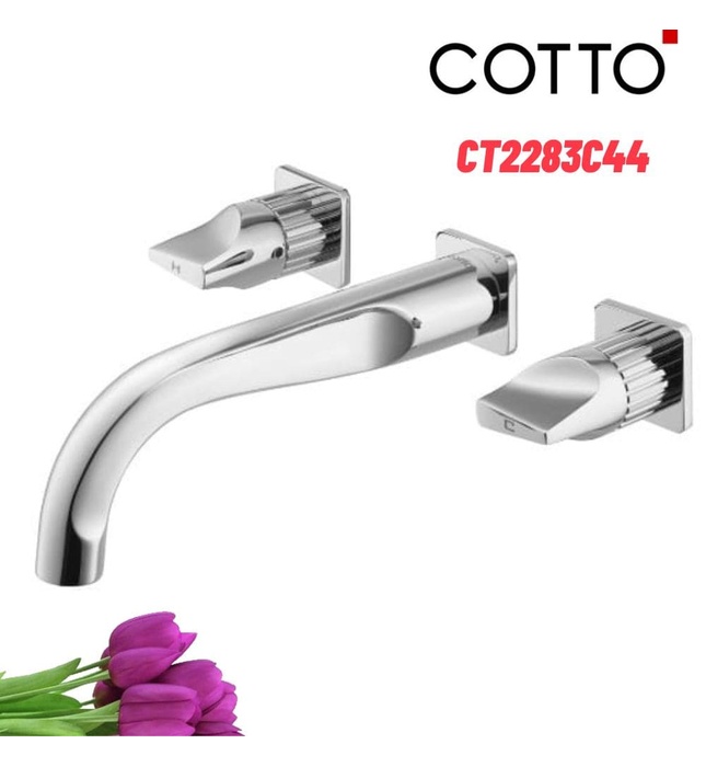 Vòi rửa mặt lavabo nóng lạnh 3 lỗ gắn tường COTTO CT2283C44
