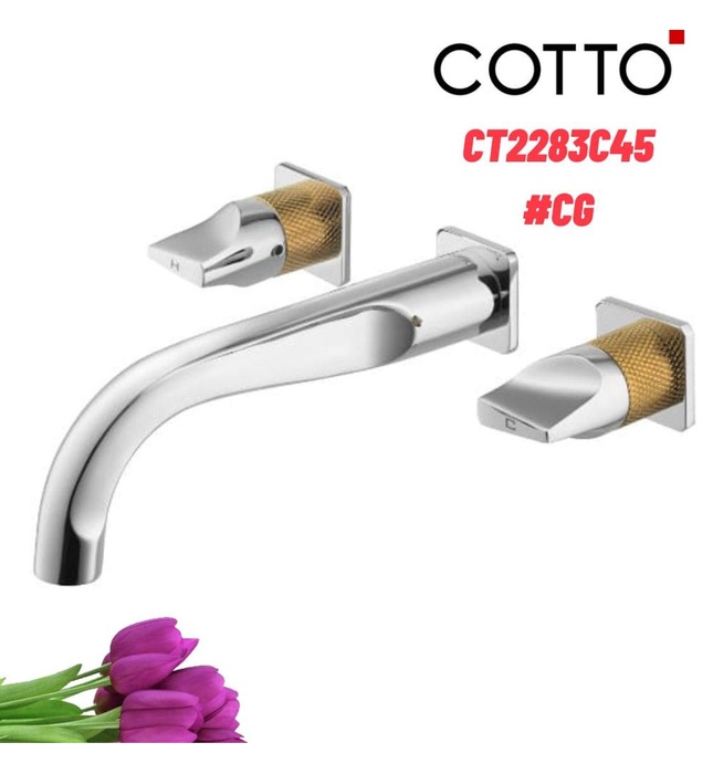 Vòi rửa mặt lavabo nóng lạnh 3 lỗ gắn tường COTTO CT2283C45#CG