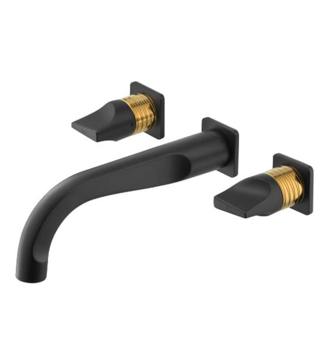 Vòi rửa mặt lavabo nóng lạnh 3 lỗ gắn tường COTTO CT2283C46#BLGR