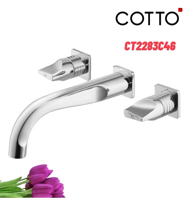 Vòi rửa mặt lavabo nóng lạnh 3 lỗ gắn tường COTTO CT2283C46