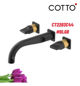 Vòi rửa mặt lavabo nóng lạnh 3 lỗ gắn tường COTTO CT2283C44#BLGR